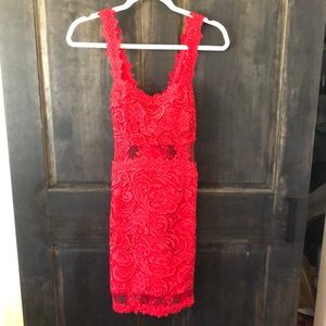 NWOT Red lace bodycon dress